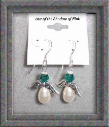 Guardian Angel Birthstone Earrings - Emerald (clicl to enlarge)